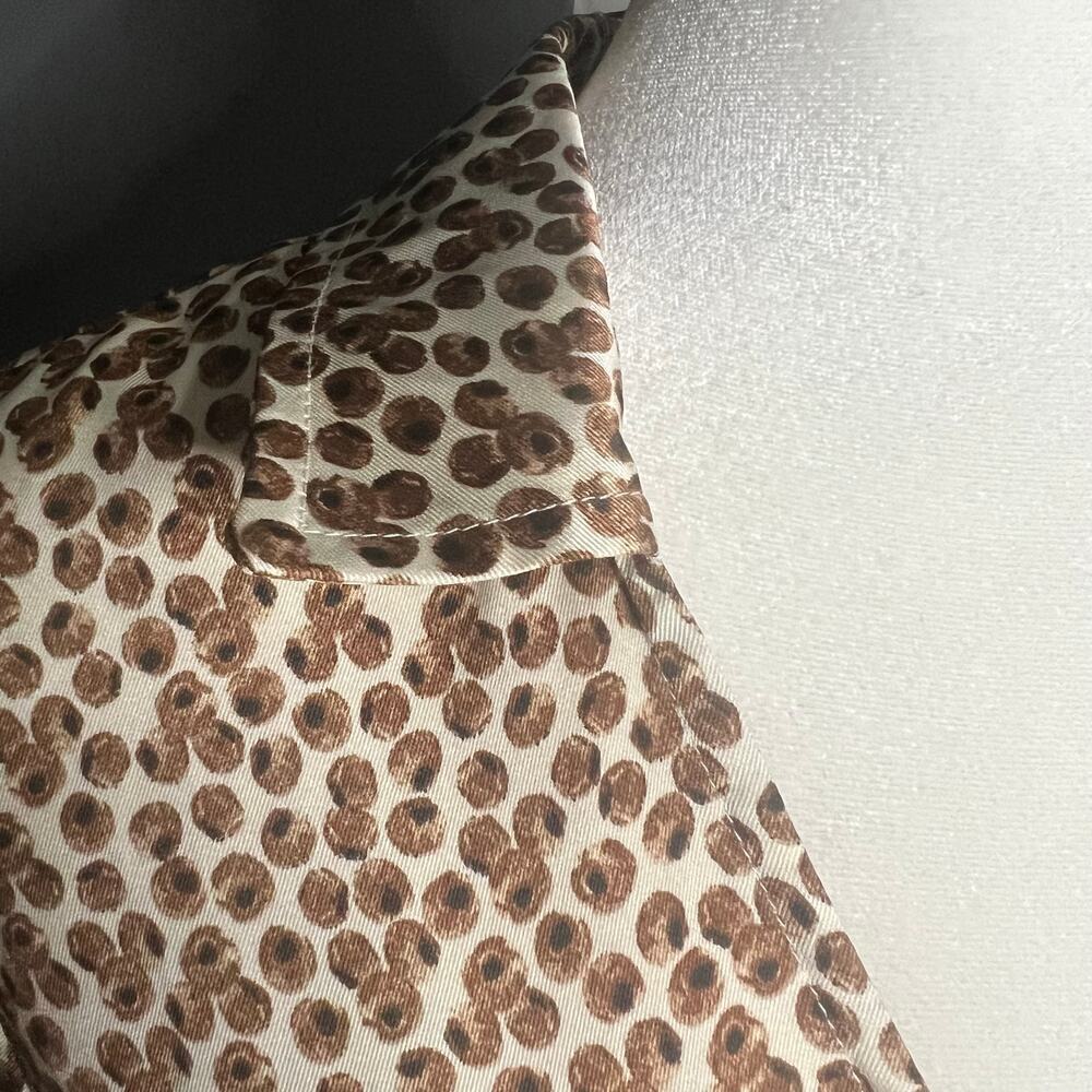 NWT Emme Marella Woman’s Brown White Print Long Sleeve V Neck Blouse- Size 46/10 - Picture 4 of 12